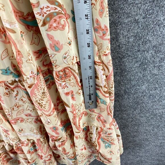 Dressbarn Dress Women 12 Beige Paisley Sheath Midi Lined V-Neck Sleeveless - Picture 7 of 8